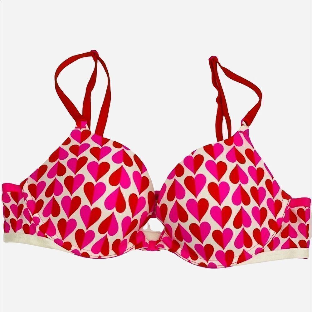 Victoria’s Secret heart print front closure push up bra size 34b